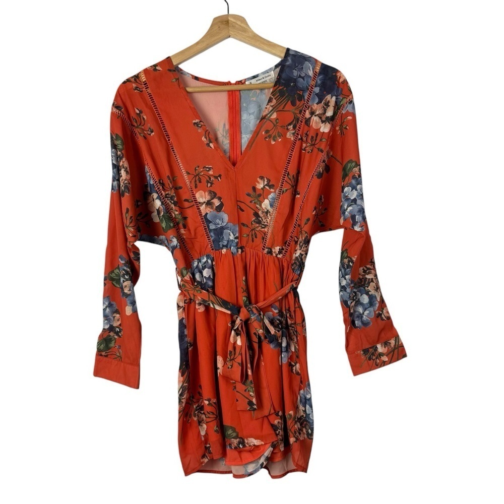 Boutique Mika & Gala Orange Floral Long Sleeve Romper 8